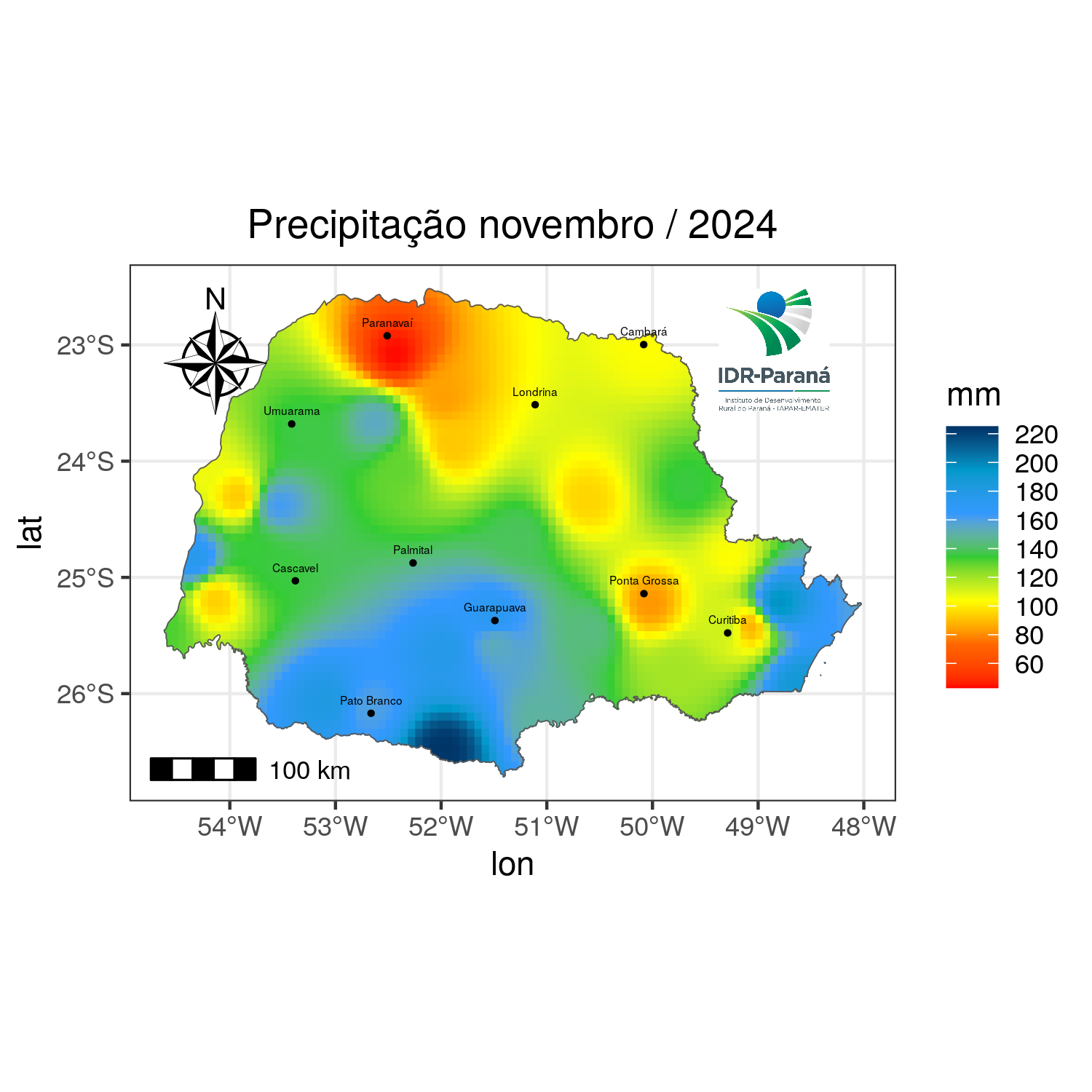 Precipitação total mensal